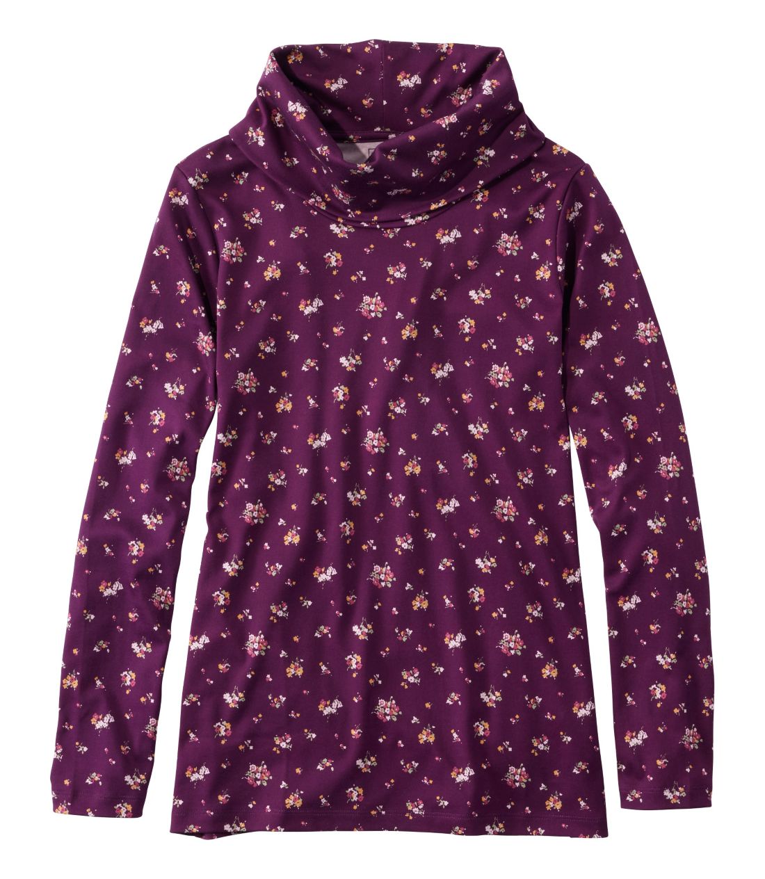 ピマ・コットン・ティ、長袖　コールネック　プリント