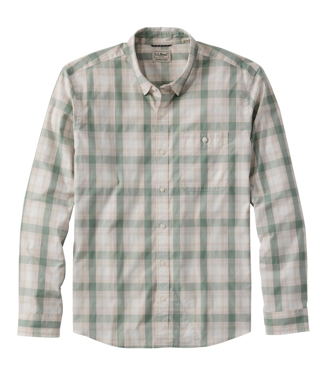 コンフォート・ストレッチ・パフォーマンス・シャンブレー・シャツ、スライトリー・フィット　長袖　プラッド