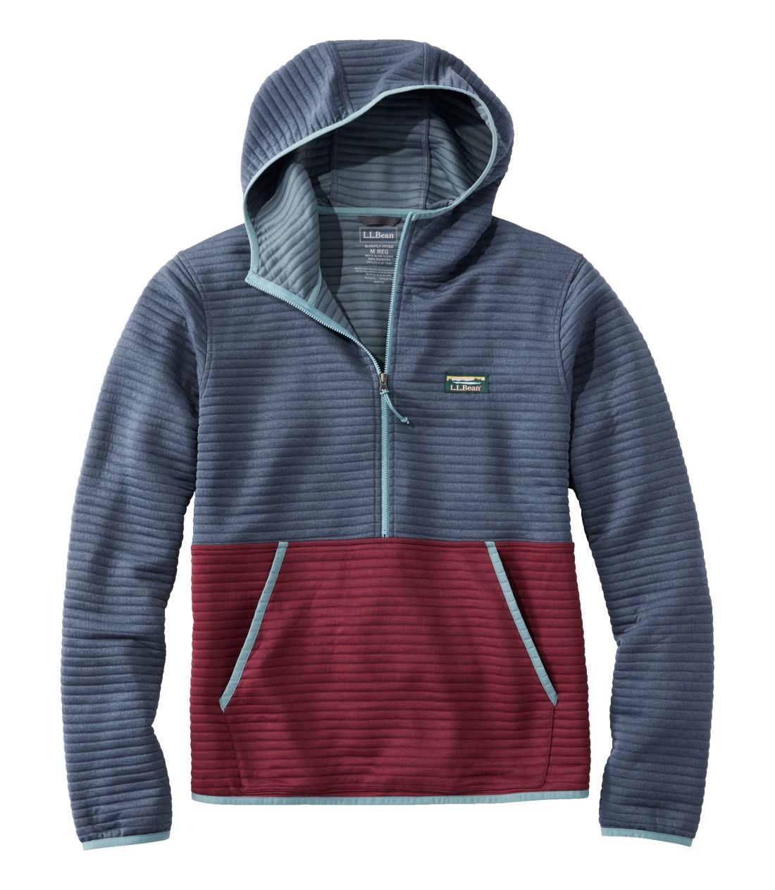 エアーライト・ニット・ハーフジップ・フーディ、カラーブロック