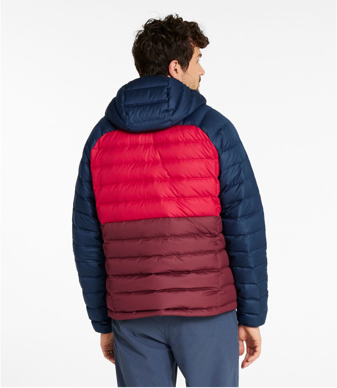 メンズ ビーンズ・ダウン・フード・ジャケット、カラーブロック 通販