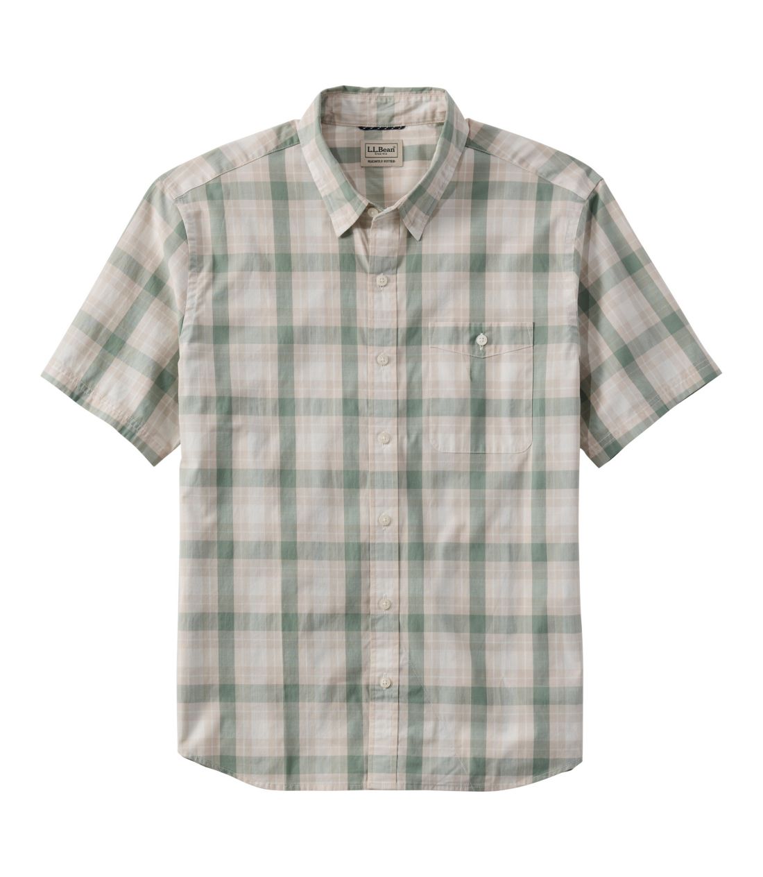 コンフォート・ストレッチ・パフォーマンス・シャンブレー・シャツ、スライトリー・フィット　半袖　プラッド