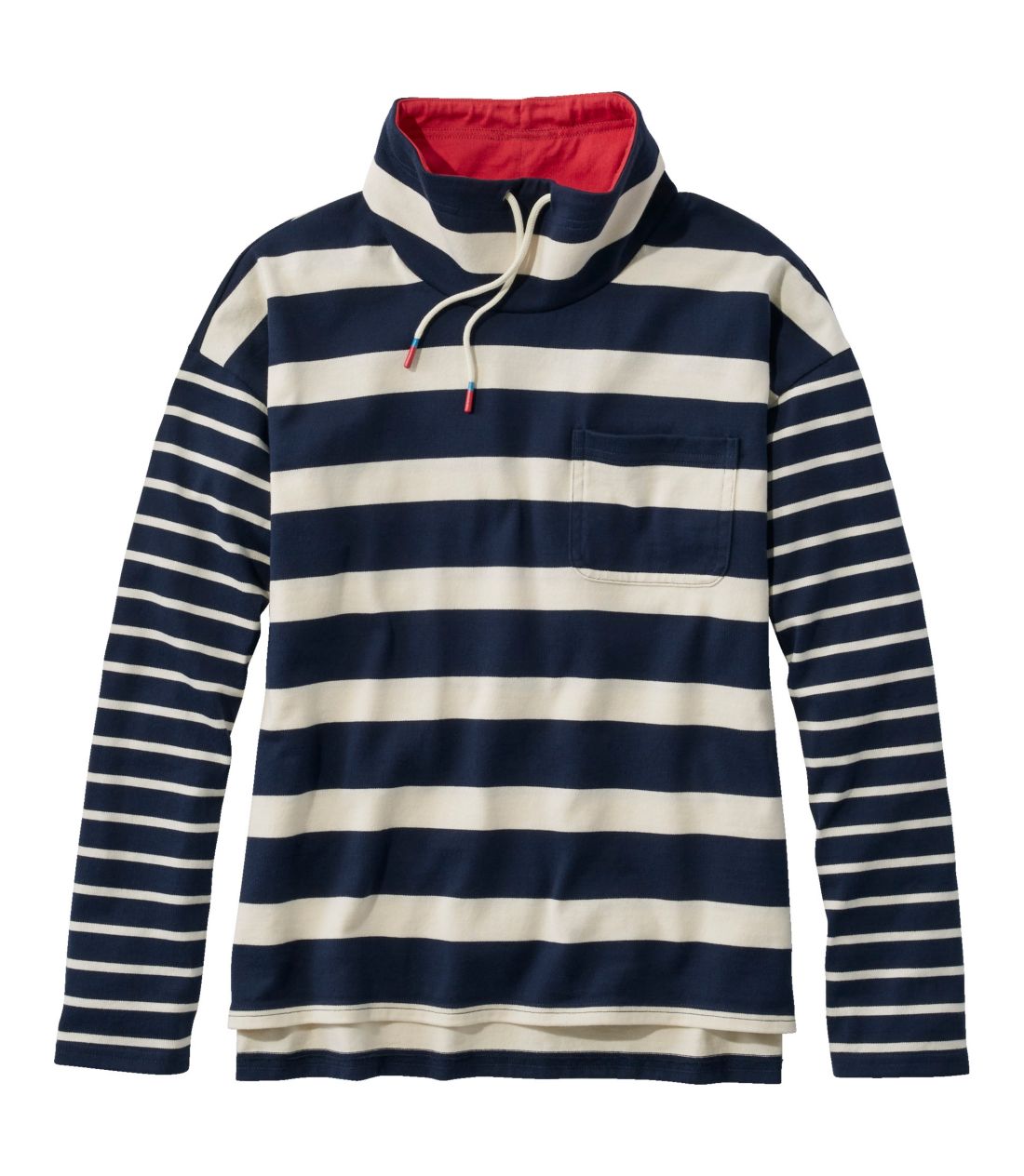 ヘリテージ・マリナー・トップ、ファネルネック　ブロックストライプ