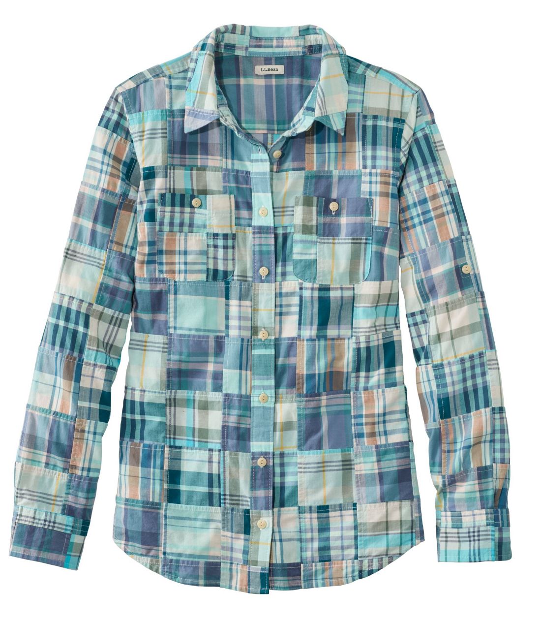 00's LLビーン LLBEAN マドラスチェック パッチワーク シャツ