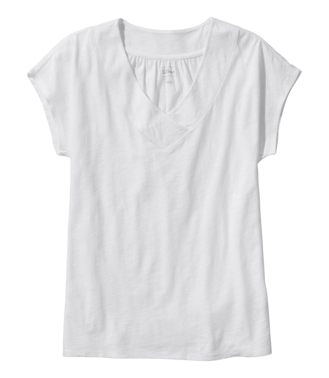 オーガニック・コットン・ティ、Vネック　キャップスリーブ