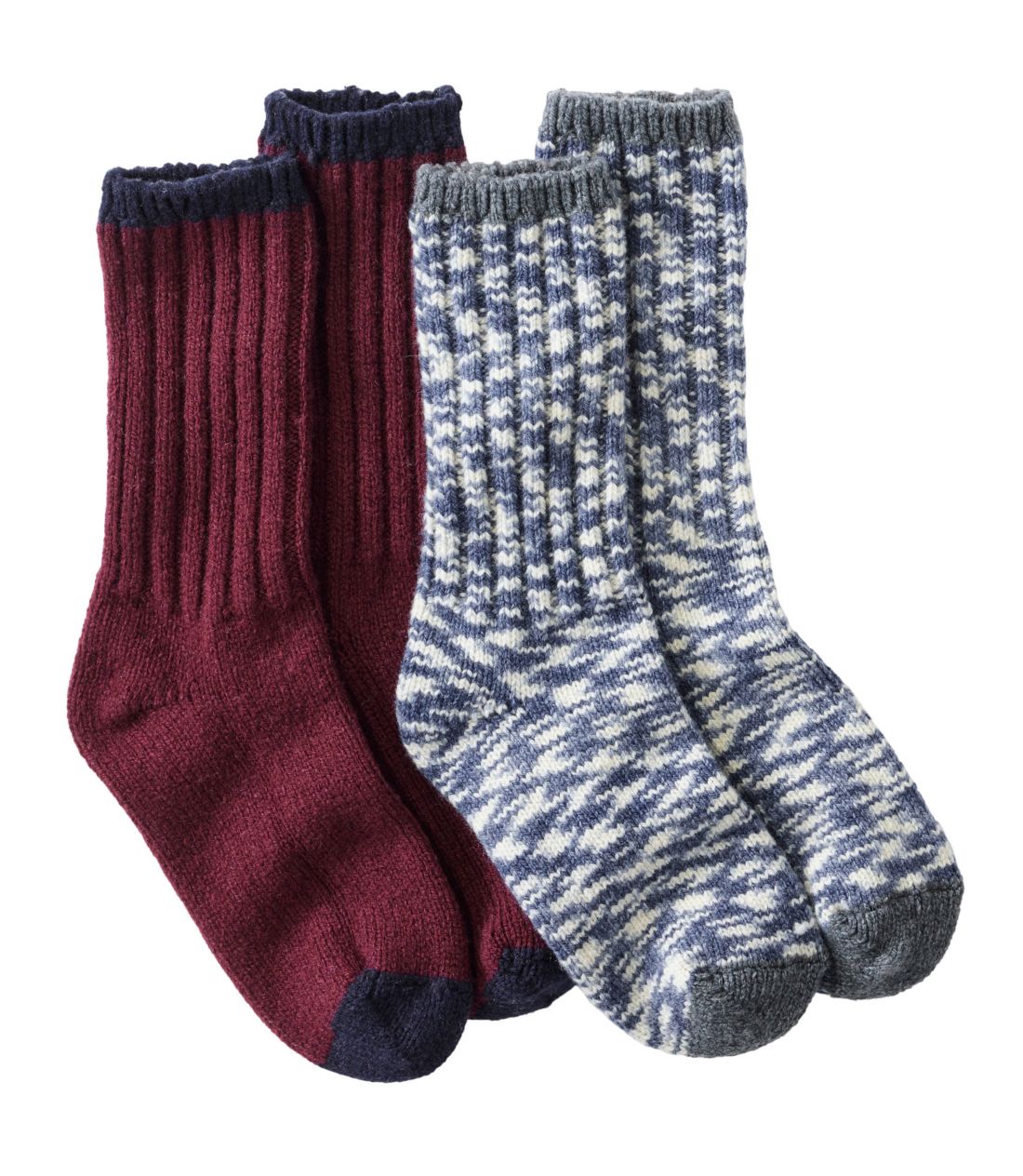 メリノウール・ラグ・ソックス、10インチ　2足セット　プリント