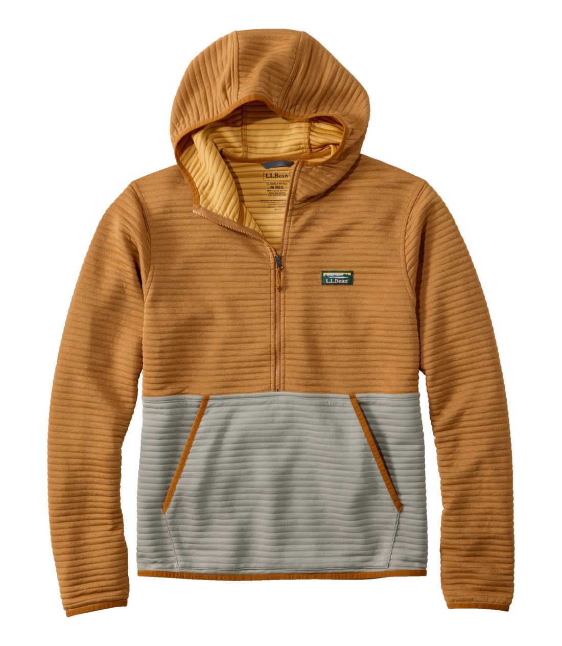 エアーライト・ニット・ハーフジップ・フーディ、カラーブロック