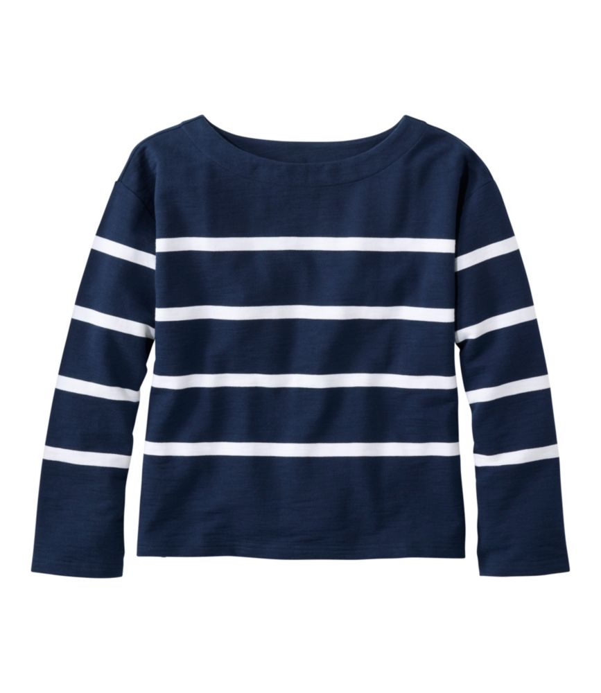 ピークス・アイランド・スウェットシャツ、リラックス・ボートネック　長袖　ストライプ