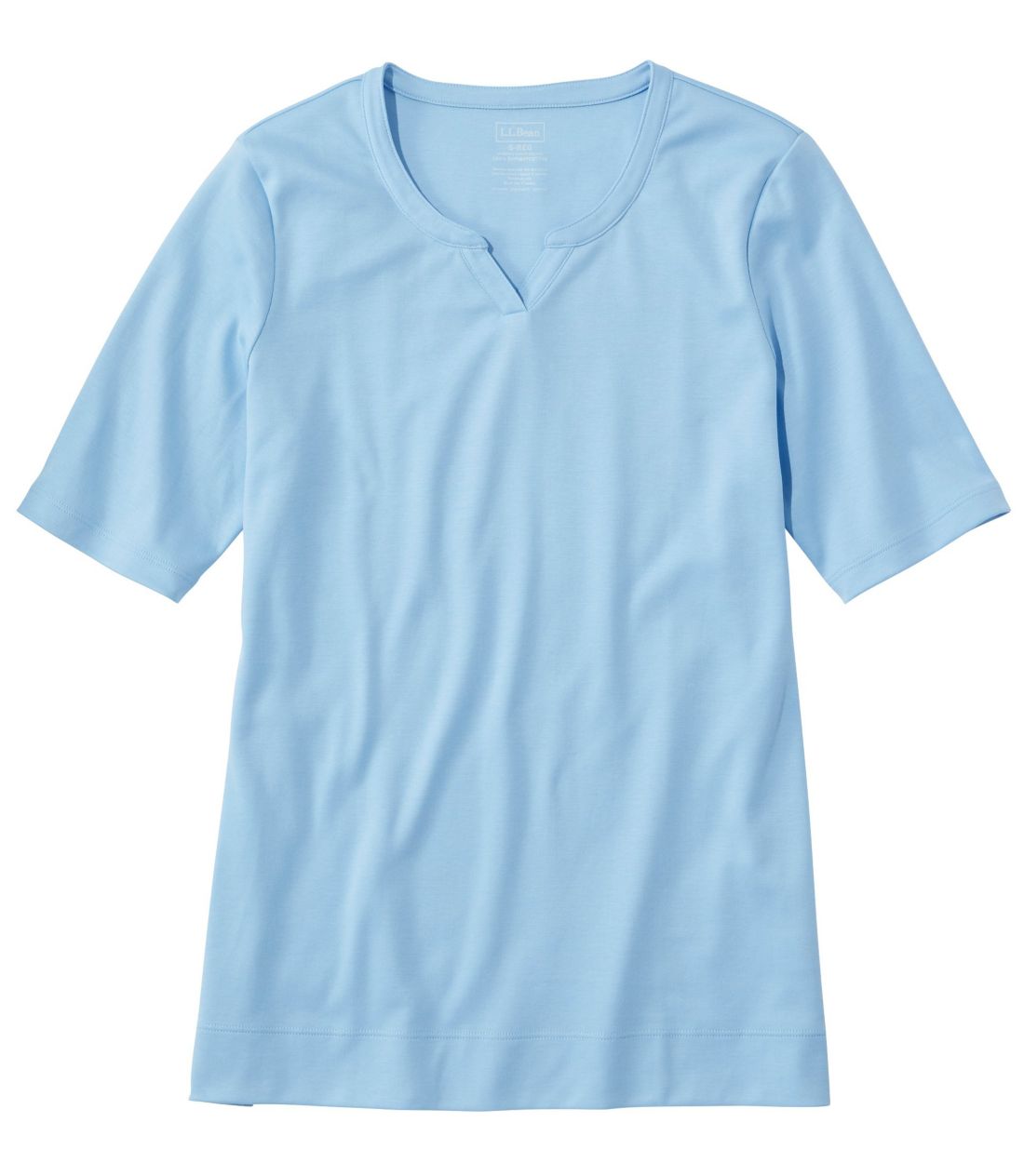 ピマ・コットン・ティ、ひじ丈袖　ノッチ・ネック・チュニック