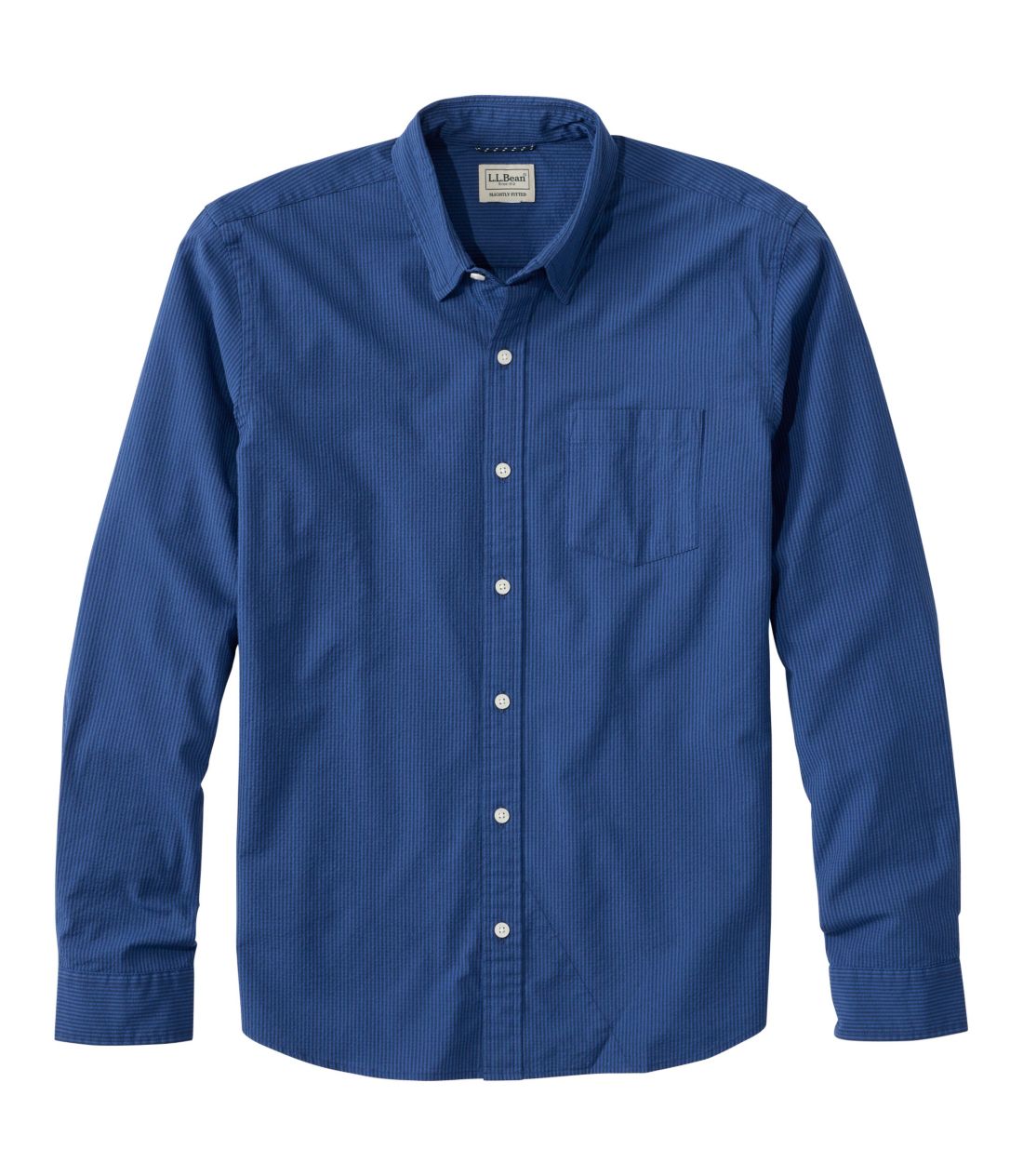 コンフォート・ストレッチ・パフォーマンス・シアサッカー・シャツ、長袖　スライトリー・フィット　ストライプ