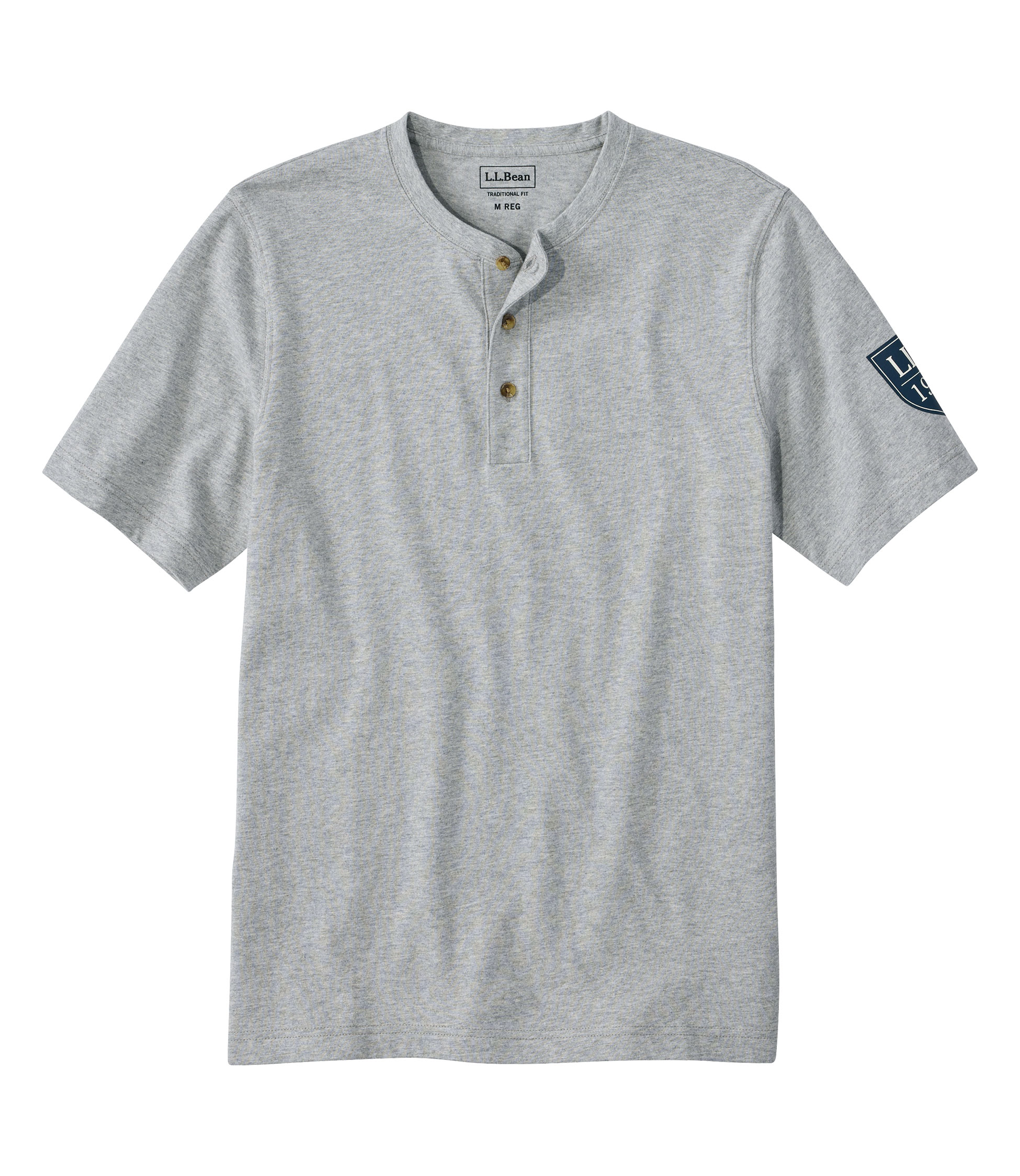 ジャパン・フィット　ケアフリー・アンシュリンカブル・ティ・ヘンリー・ウィズ・モチーフ、半袖