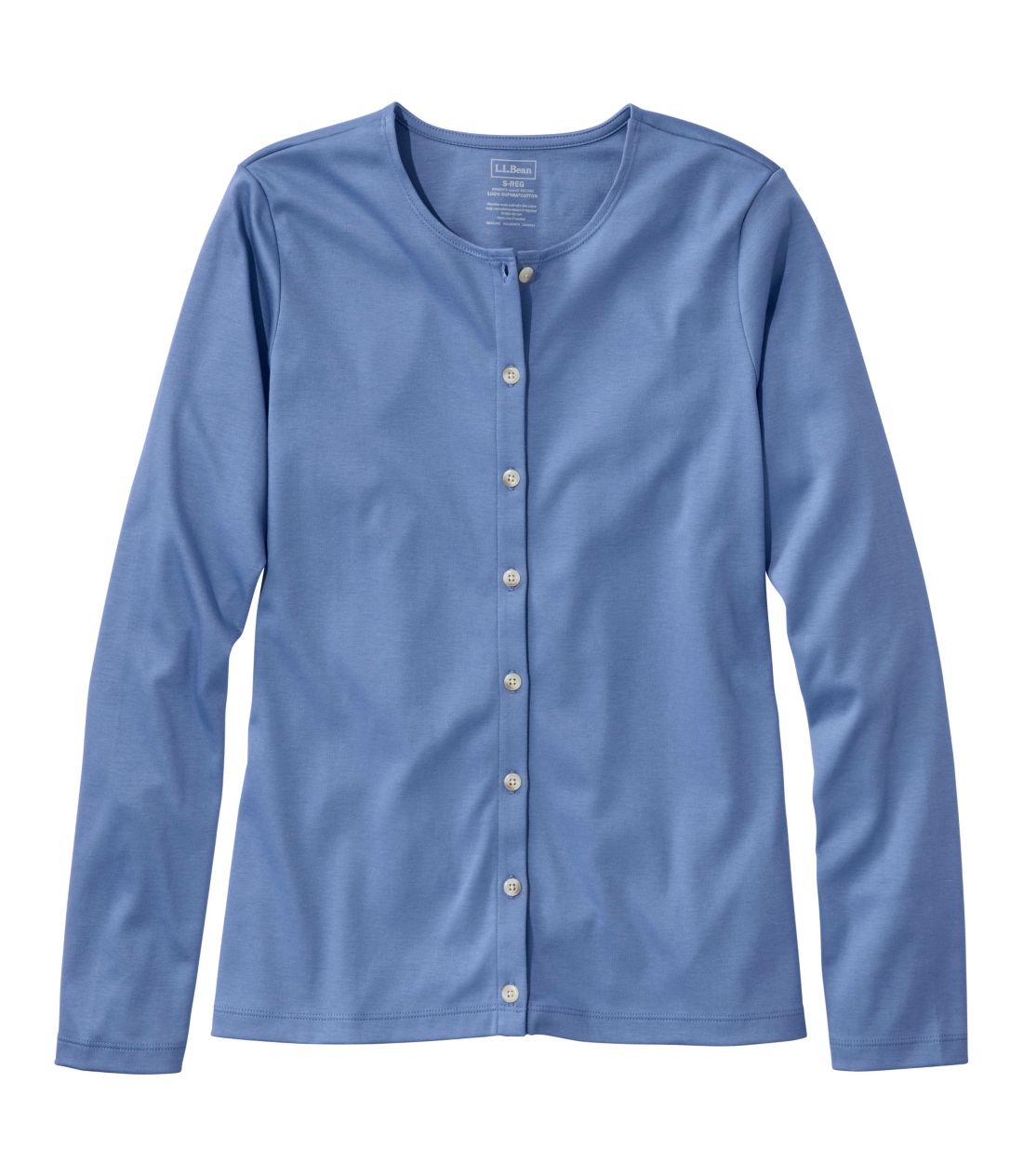 ピマ・コットン・ティ、長袖　クルーネック　カーディガン