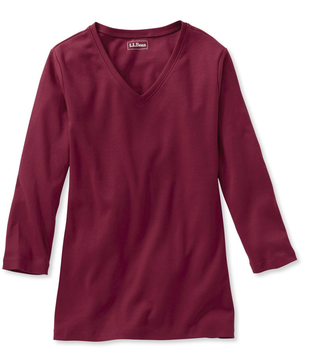 �G���E�G���E�r�[���E�e�B�A7���䑳�@V�l�b�N�^Women's L.L.Bean Tee, Three-Quarter-Sleeve V-Neck