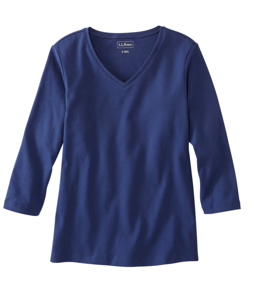 �G���E�G���E�r�[���E�e�B�A7���䑳�@V�l�b�N�^Women's L.L.Bean Tee, Three-Quarter-Sleeve V-Neck