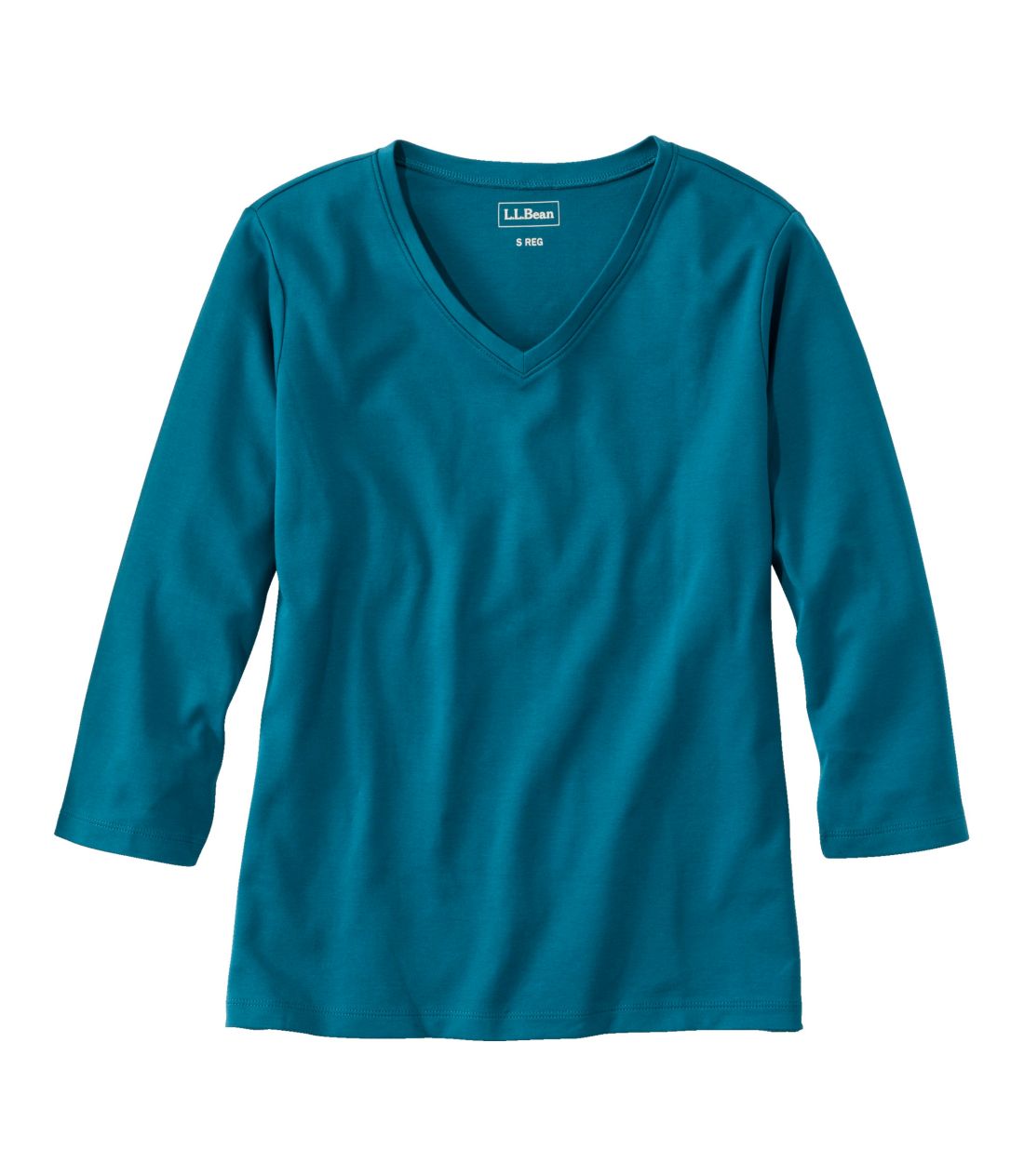 �G���E�G���E�r�[���E�e�B�A7���䑳�@V�l�b�N�^Women's L.L.Bean Tee, Three-Quarter-Sleeve V-Neck