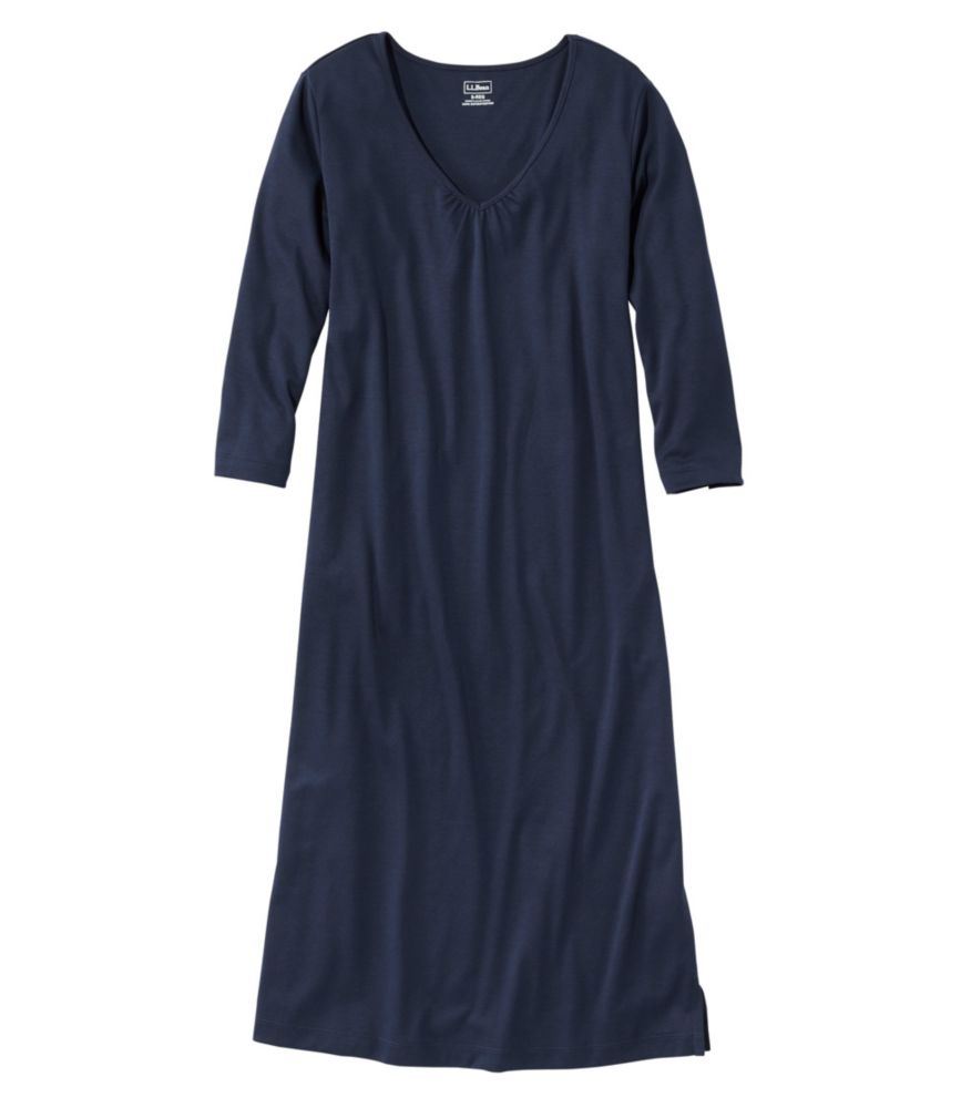 �X�[�s�}�E�R�b�g���E�i�C�g�K�E���A7���䑳�^Women's Supima Cotton Nightgown, V-Neck Three-Quarter-Sleeve
