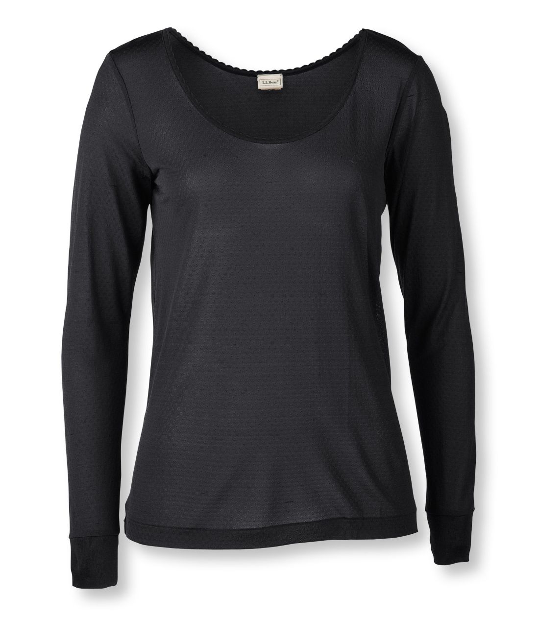 VNE|CeEA_[EGAÃXN[vlbN^Women's Silk Pointelle Underwear, Long-Sleeve Scoopneck