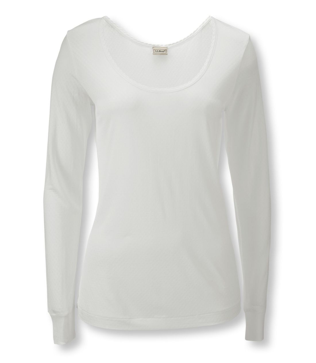 VNE|CeEA_[EGAÃXN[vlbN^Women's Silk Pointelle Underwear, Long-Sleeve Scoopneck