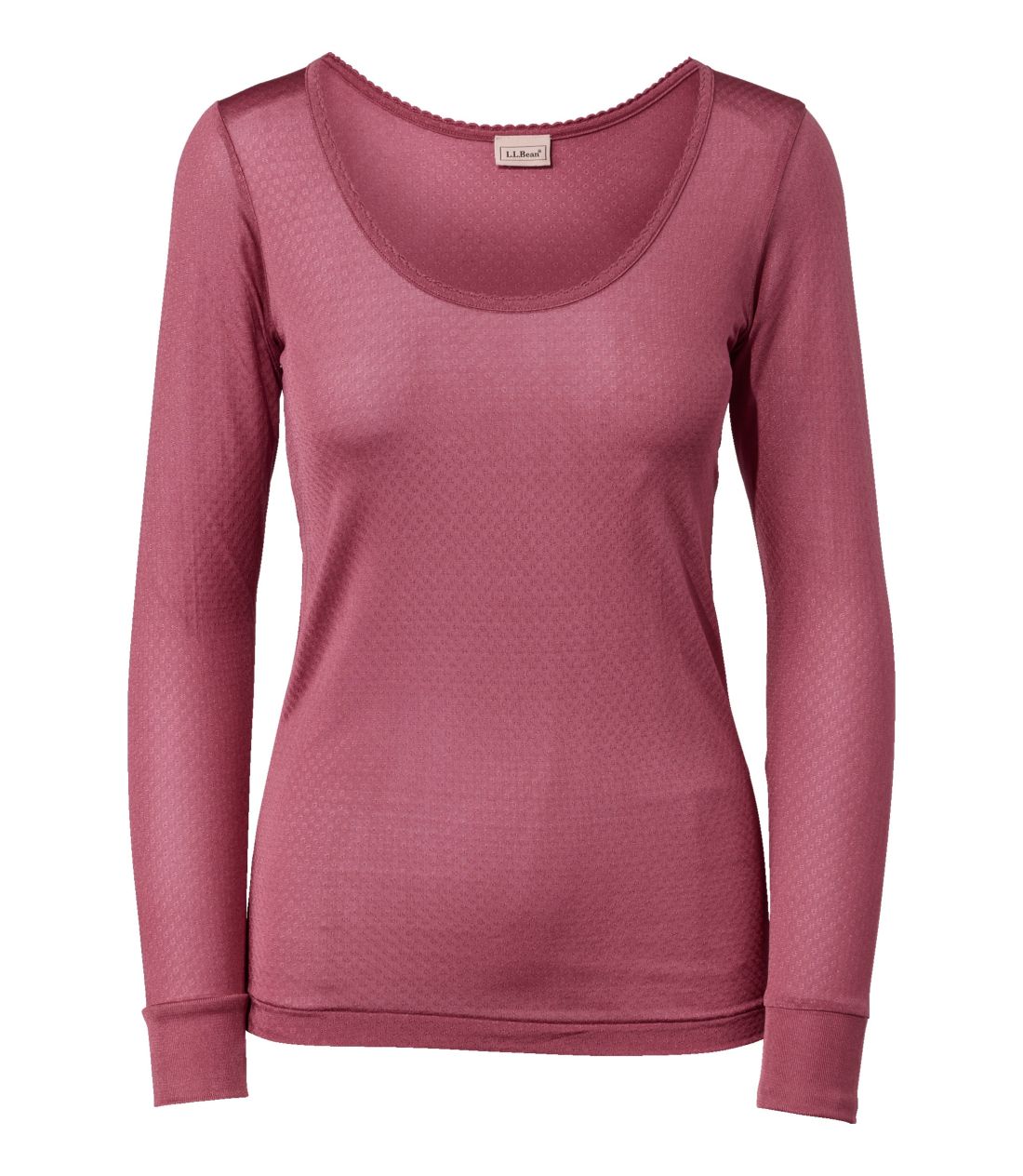 VNE|CeEA_[EGAÃXN[vlbN^Women's Silk Pointelle Underwear, Long-Sleeve Scoopneck