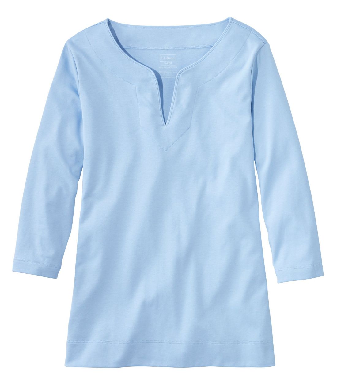 �s�}�E�R�b�g���E�e�B�A7���䑳�@�X�v���b�g�l�b�N�@�`���j�b�N�^Women's Pima Cotton Tunic, Three-Quarter-Sleeve Splitneck