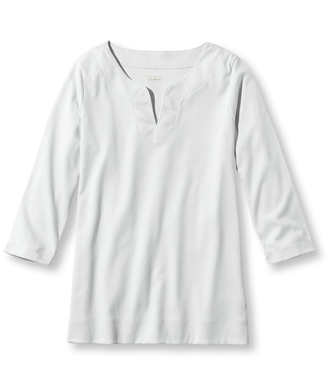 �s�}�E�R�b�g���E�e�B�A7���䑳�@�X�v���b�g�l�b�N�@�`���j�b�N�^Women's Pima Cotton Tunic, Three-Quarter-Sleeve Splitneck