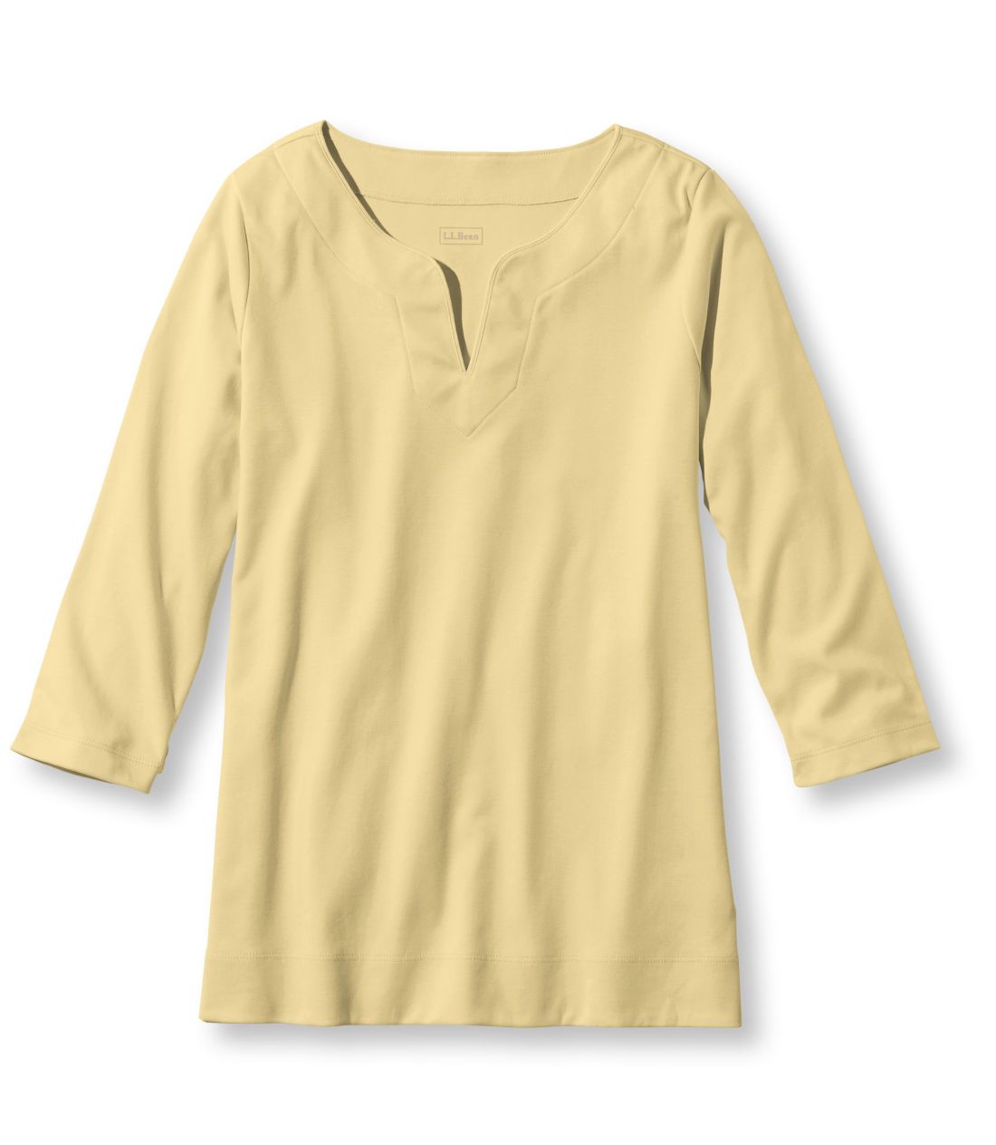 �s�}�E�R�b�g���E�e�B�A7���䑳�@�X�v���b�g�l�b�N�@�`���j�b�N�^Women's Pima Cotton Tunic, Three-Quarter-Sleeve Splitneck
