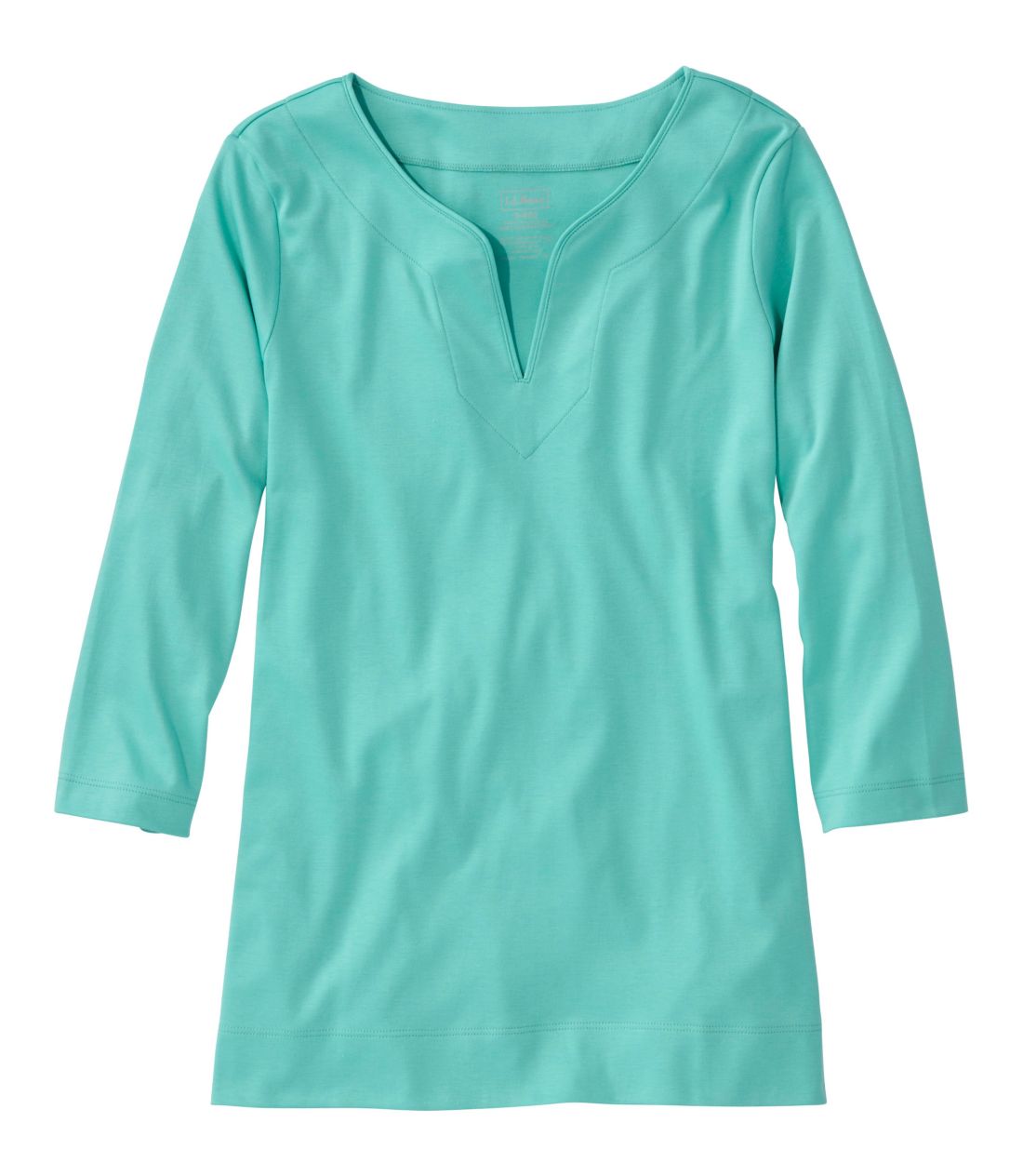 �s�}�E�R�b�g���E�e�B�A7���䑳�@�X�v���b�g�l�b�N�@�`���j�b�N�^Women's Pima Cotton Tunic, Three-Quarter-Sleeve Splitneck