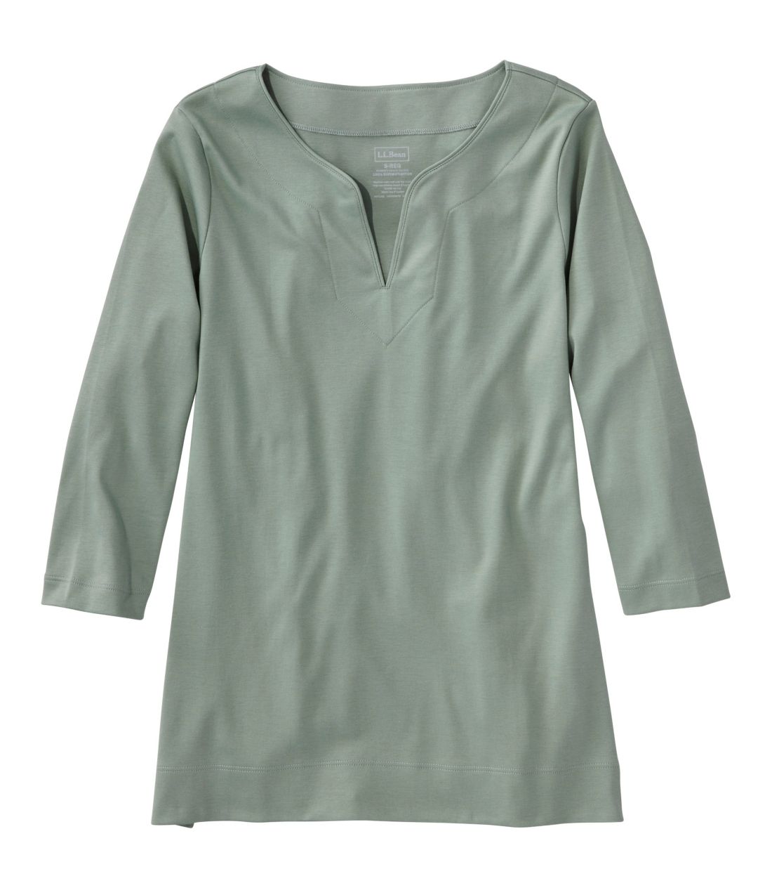 �s�}�E�R�b�g���E�e�B�A7���䑳�@�X�v���b�g�l�b�N�@�`���j�b�N�^Women's Pima Cotton Tunic, Three-Quarter-Sleeve Splitneck