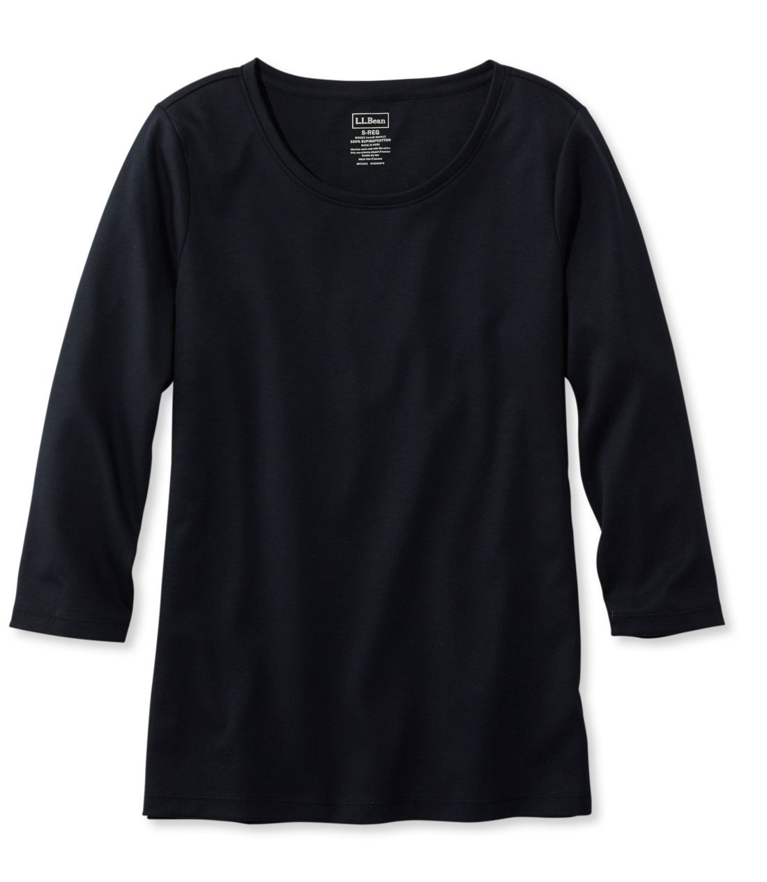 �s�}�E�R�b�g���E�V�F�C�v�E�W���G���l�b�N�E�e�B�A7���䑳�^Women's Pima Cotton Shaped Tee, Three-Quarter-Sleeve Jewelneck