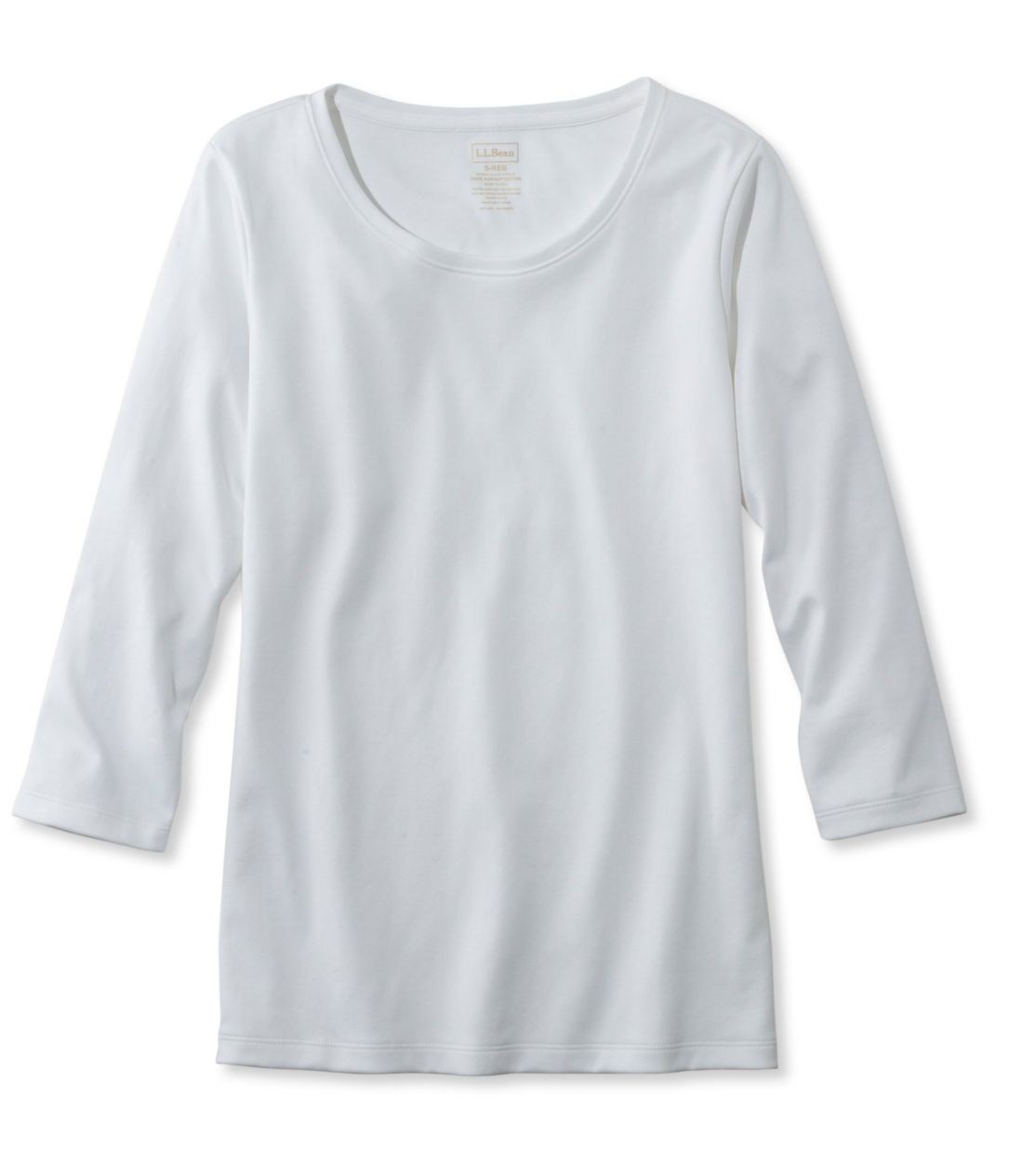 �s�}�E�R�b�g���E�V�F�C�v�E�W���G���l�b�N�E�e�B�A7���䑳�^Women's Pima Cotton Shaped Tee, Three-Quarter-Sleeve Jewelneck