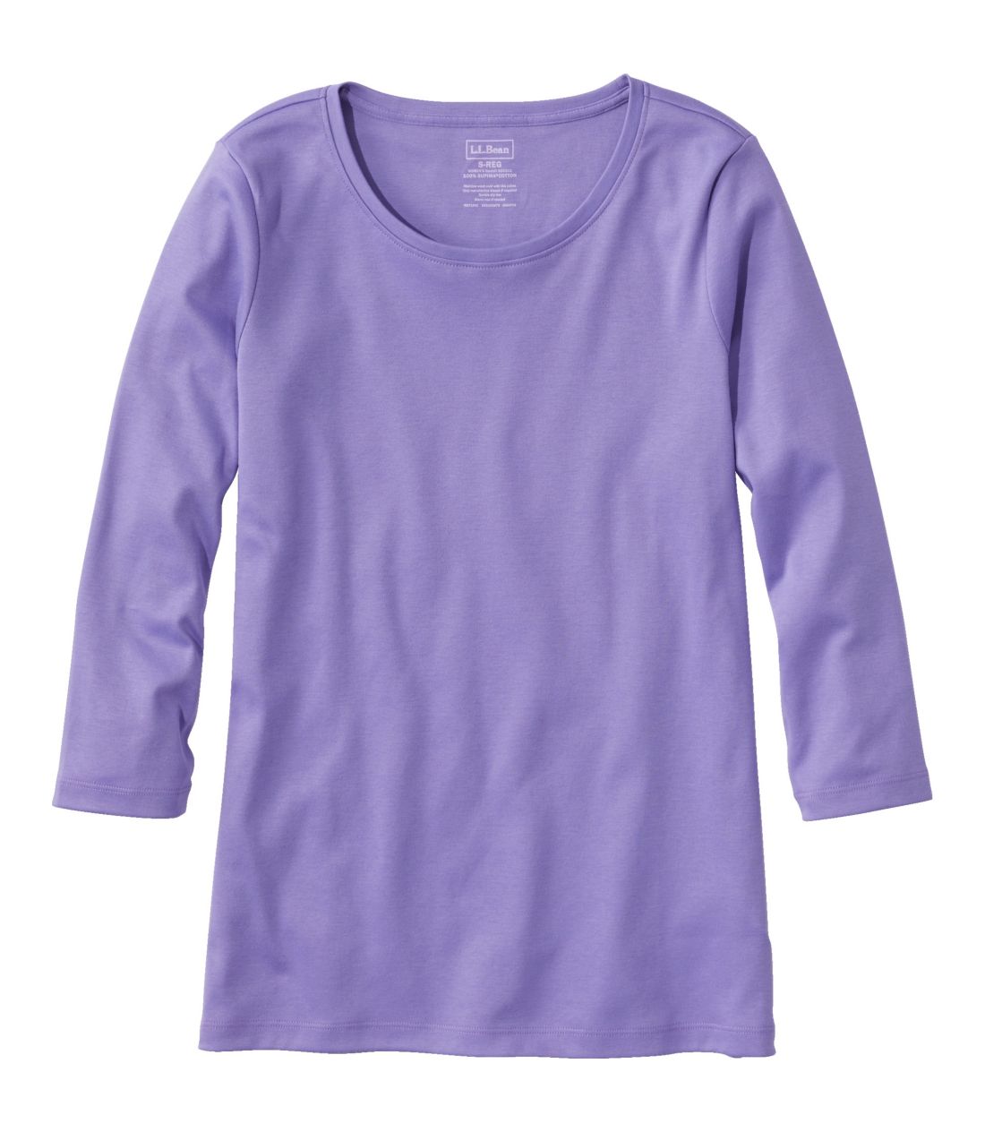 �s�}�E�R�b�g���E�V�F�C�v�E�W���G���l�b�N�E�e�B�A7���䑳�^Women's Pima Cotton Shaped Tee, Three-Quarter-Sleeve Jewelneck