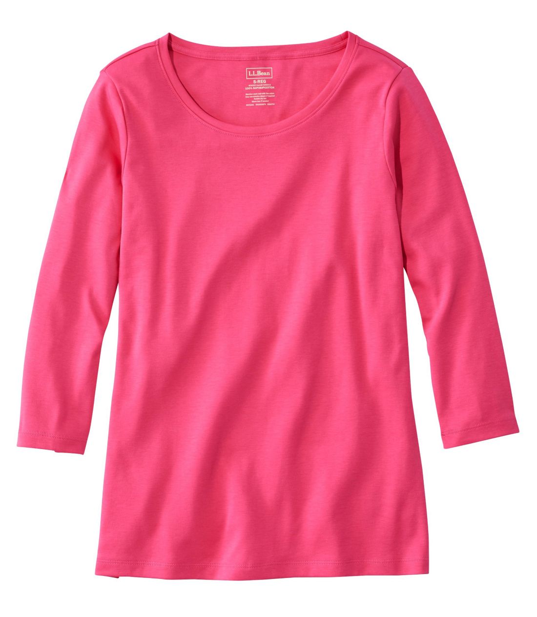 �s�}�E�R�b�g���E�V�F�C�v�E�W���G���l�b�N�E�e�B�A7���䑳�^Women's Pima Cotton Shaped Tee, Three-Quarter-Sleeve Jewelneck