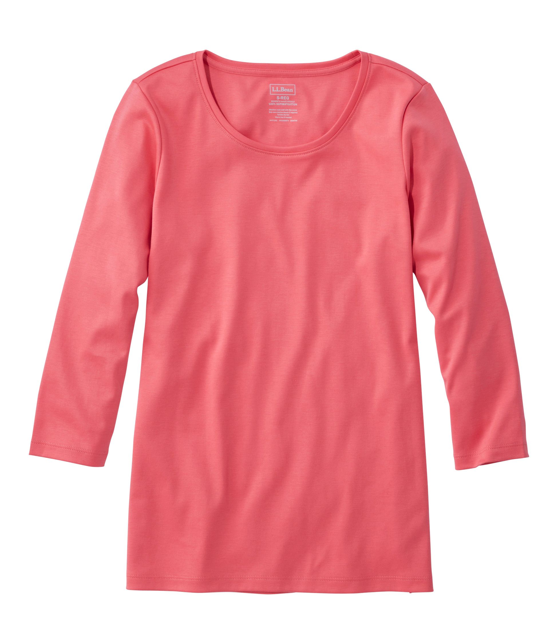�s�}�E�R�b�g���E�V�F�C�v�E�W���G���l�b�N�E�e�B�A7���䑳�^Women's Pima Cotton Shaped Tee, Three-Quarter-Sleeve Jewelneck