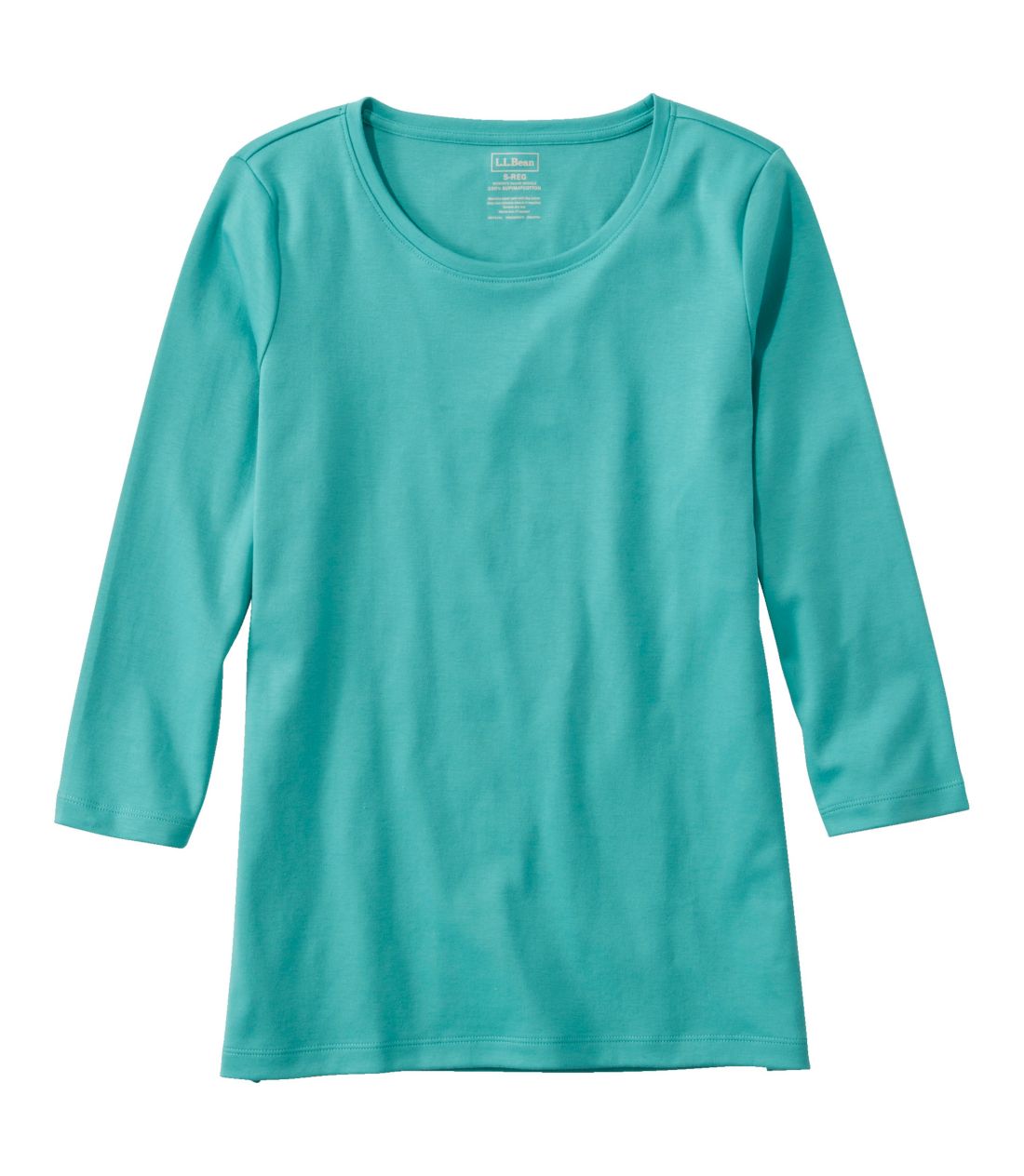 �s�}�E�R�b�g���E�V�F�C�v�E�W���G���l�b�N�E�e�B�A7���䑳�^Women's Pima Cotton Shaped Tee, Three-Quarter-Sleeve Jewelneck