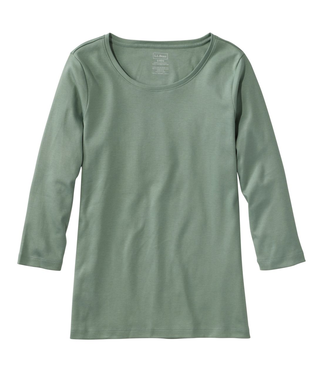 �s�}�E�R�b�g���E�V�F�C�v�E�W���G���l�b�N�E�e�B�A7���䑳�^Women's Pima Cotton Shaped Tee, Three-Quarter-Sleeve Jewelneck