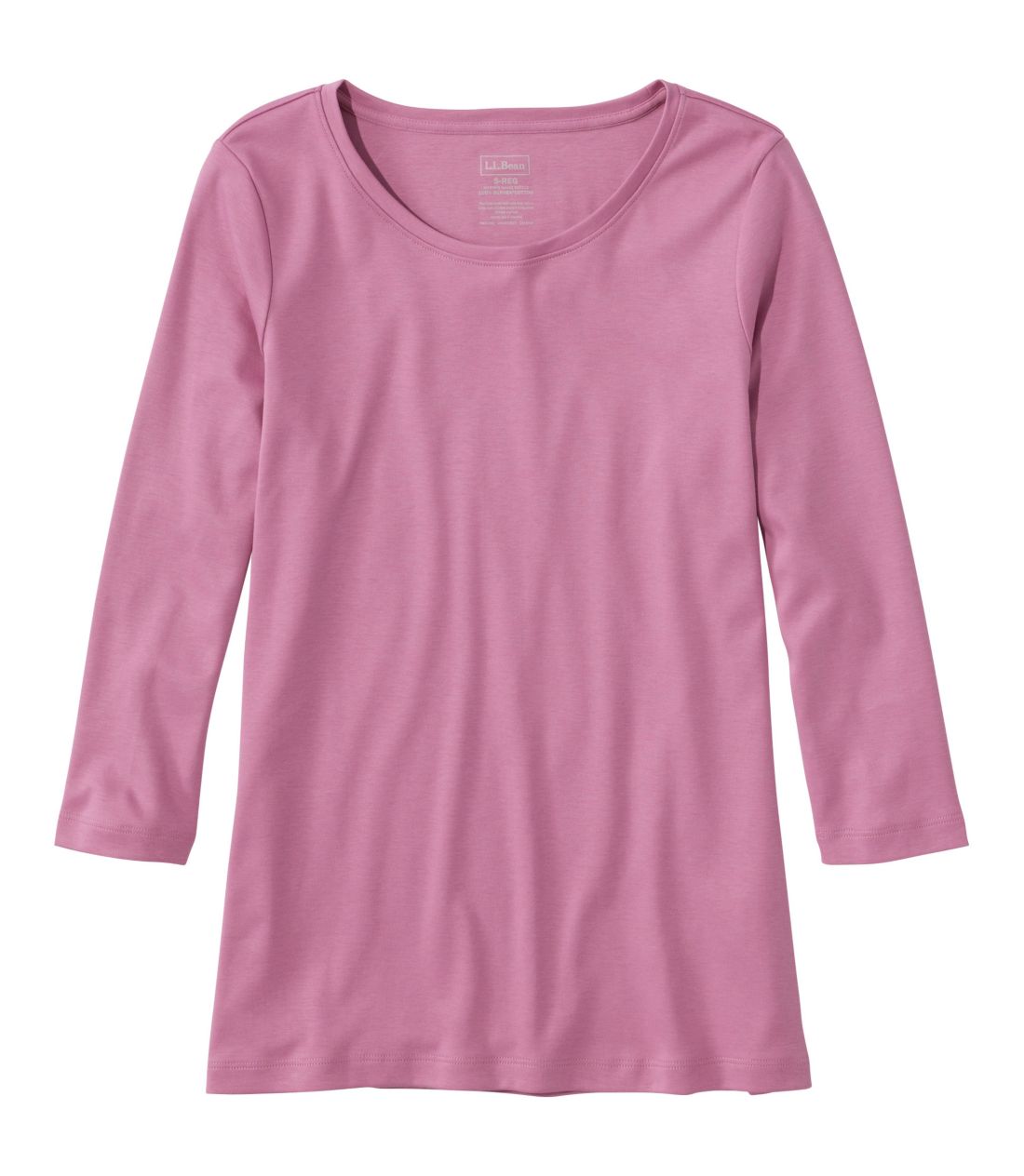 �s�}�E�R�b�g���E�V�F�C�v�E�W���G���l�b�N�E�e�B�A7���䑳�^Women's Pima Cotton Shaped Tee, Three-Quarter-Sleeve Jewelneck
