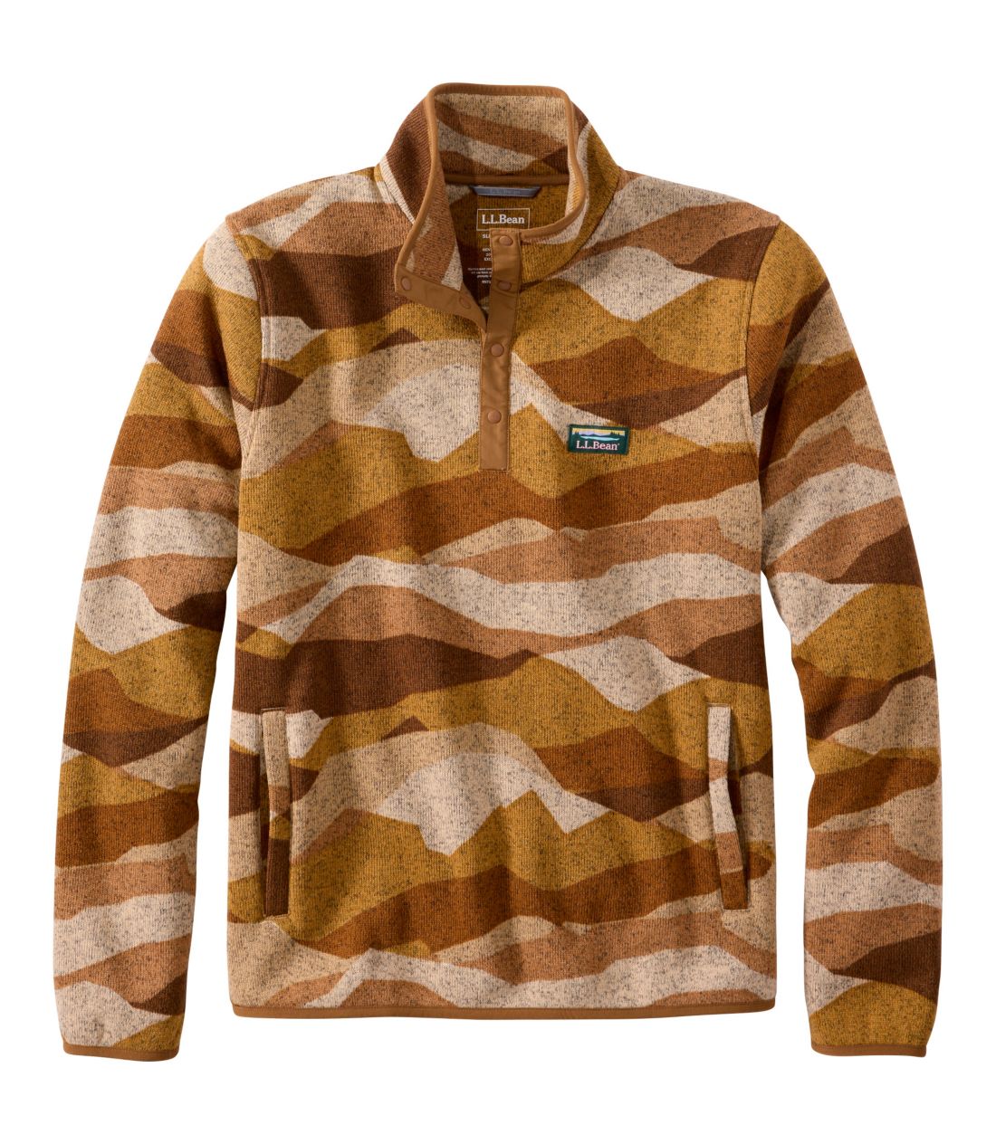 �G���E�G���E�r�[���E�Z�[�^�[�E�t���[�X�E�v���I�[�o�[�A�v�����g�^Men's L.L.Bean Sweater Fleece Pullover, Print
