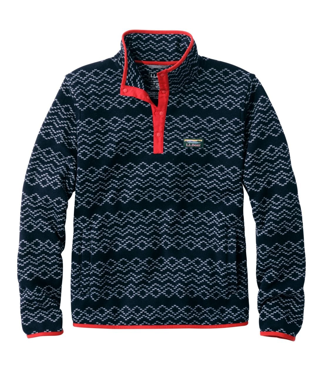 �G���E�G���E�r�[���E�Z�[�^�[�E�t���[�X�E�v���I�[�o�[�A�v�����g�^Men's L.L.Bean Sweater Fleece Pullover, Print