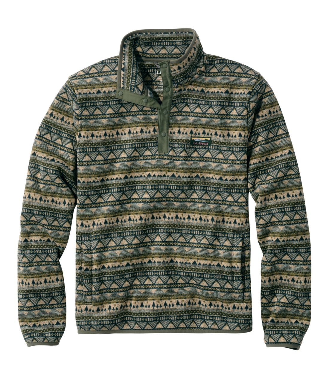 �G���E�G���E�r�[���E�Z�[�^�[�E�t���[�X�E�v���I�[�o�[�A�v�����g�^Men's L.L.Bean Sweater Fleece Pullover, Print