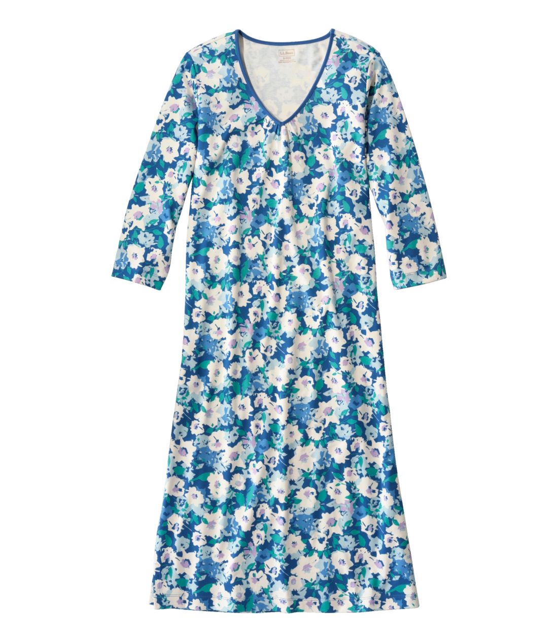 X[s}EiCgKEAVlbN@7䑳@t[^Women's Supima Nightgown, V-Neck Three-Quarter-Sleeve Floral