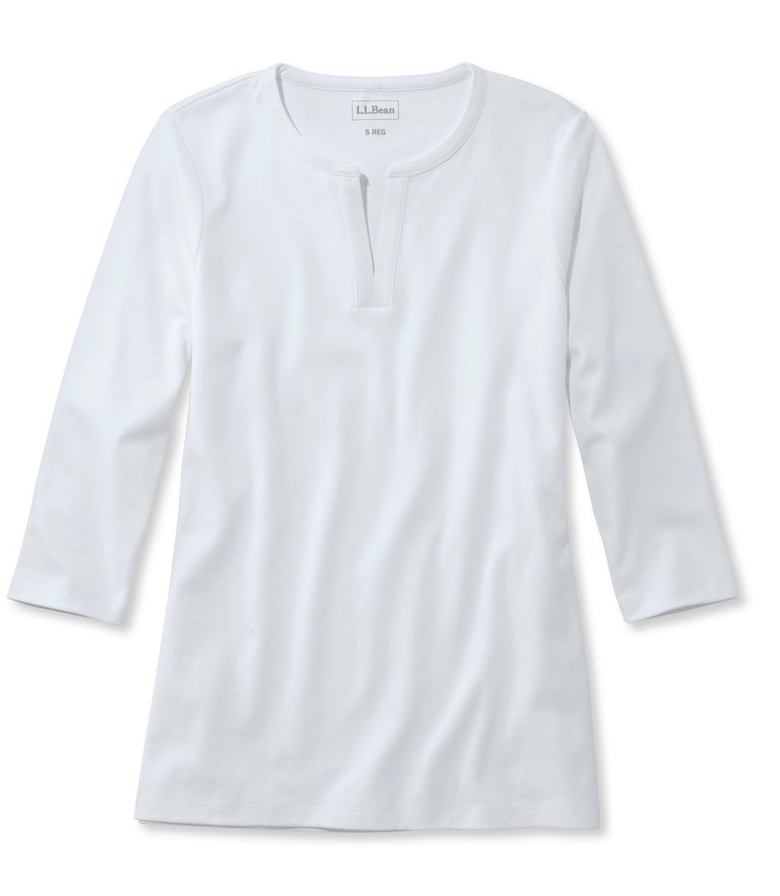 �G���E�G���E�r�[���E�e�B�A7���䑳�@�X�v���b�g�l�b�N�E�`���j�b�N�^Women's L.L.Bean Tee, Three-Quarter-Sleeve Splitneck Tunic