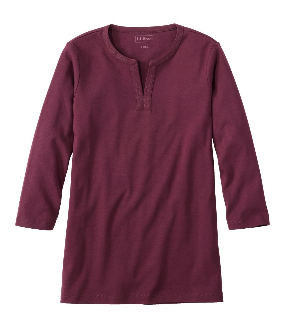 �G���E�G���E�r�[���E�e�B�A7���䑳�@�X�v���b�g�l�b�N�E�`���j�b�N�^Women's L.L.Bean Tee, Three-Quarter-Sleeve Splitneck Tunic