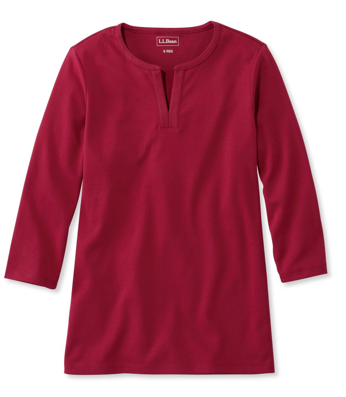�G���E�G���E�r�[���E�e�B�A7���䑳�@�X�v���b�g�l�b�N�E�`���j�b�N�^Women's L.L.Bean Tee, Three-Quarter-Sleeve Splitneck Tunic