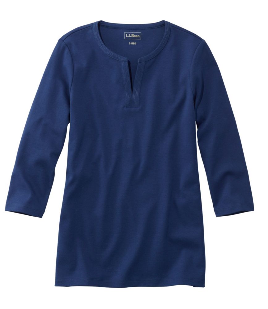 �G���E�G���E�r�[���E�e�B�A7���䑳�@�X�v���b�g�l�b�N�E�`���j�b�N�^Women's L.L.Bean Tee, Three-Quarter-Sleeve Splitneck Tunic