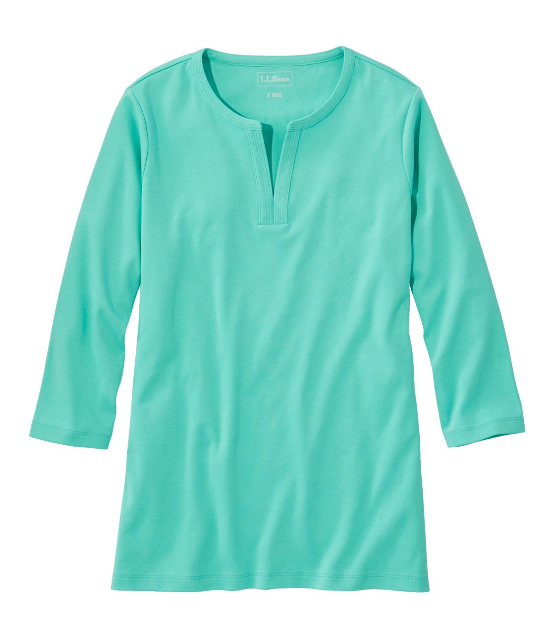 �G���E�G���E�r�[���E�e�B�A7���䑳�@�X�v���b�g�l�b�N�E�`���j�b�N�^Women's L.L.Bean Tee, Three-Quarter-Sleeve Splitneck Tunic
