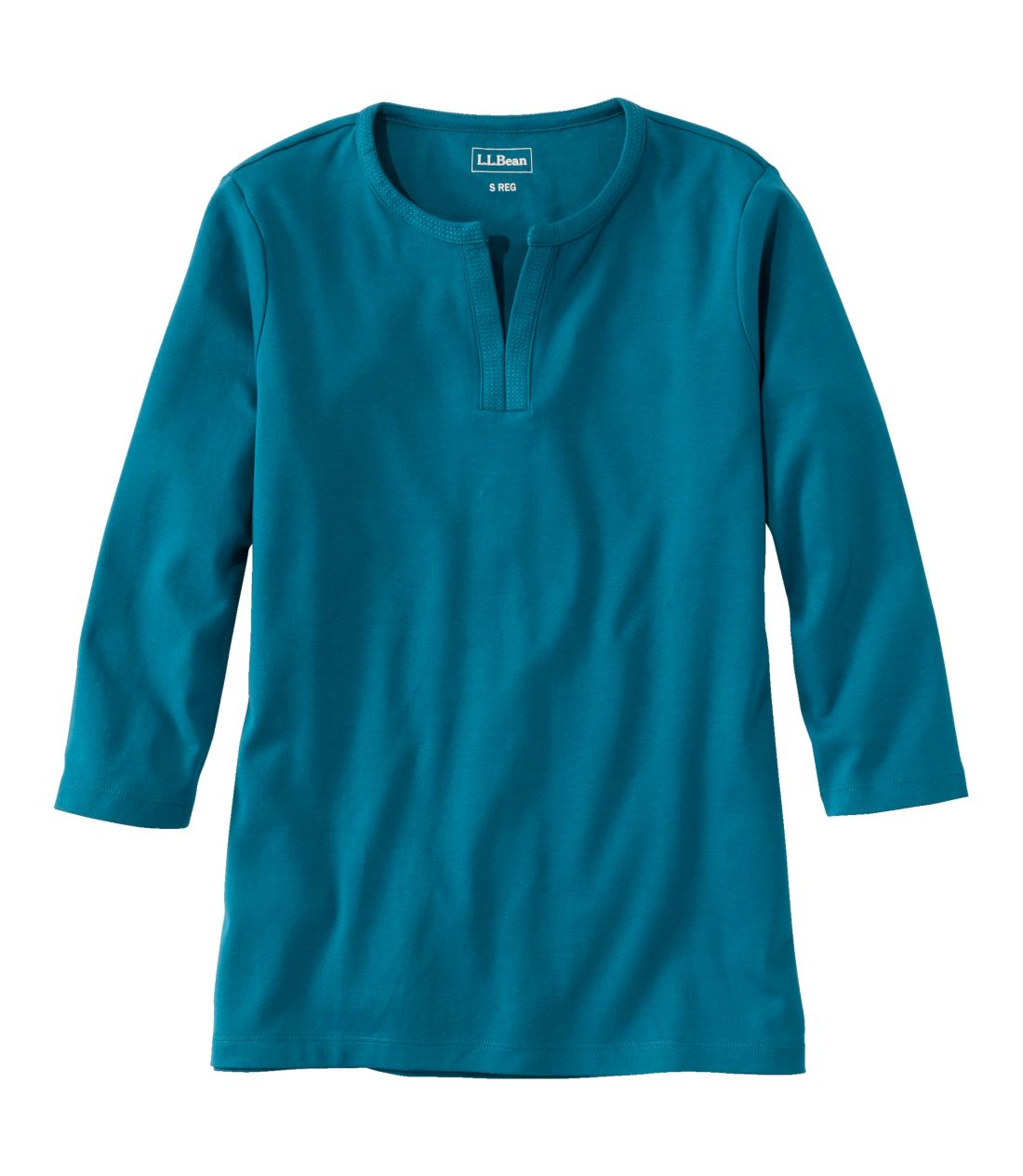 �G���E�G���E�r�[���E�e�B�A7���䑳�@�X�v���b�g�l�b�N�E�`���j�b�N�^Women's L.L.Bean Tee, Three-Quarter-Sleeve Splitneck Tunic