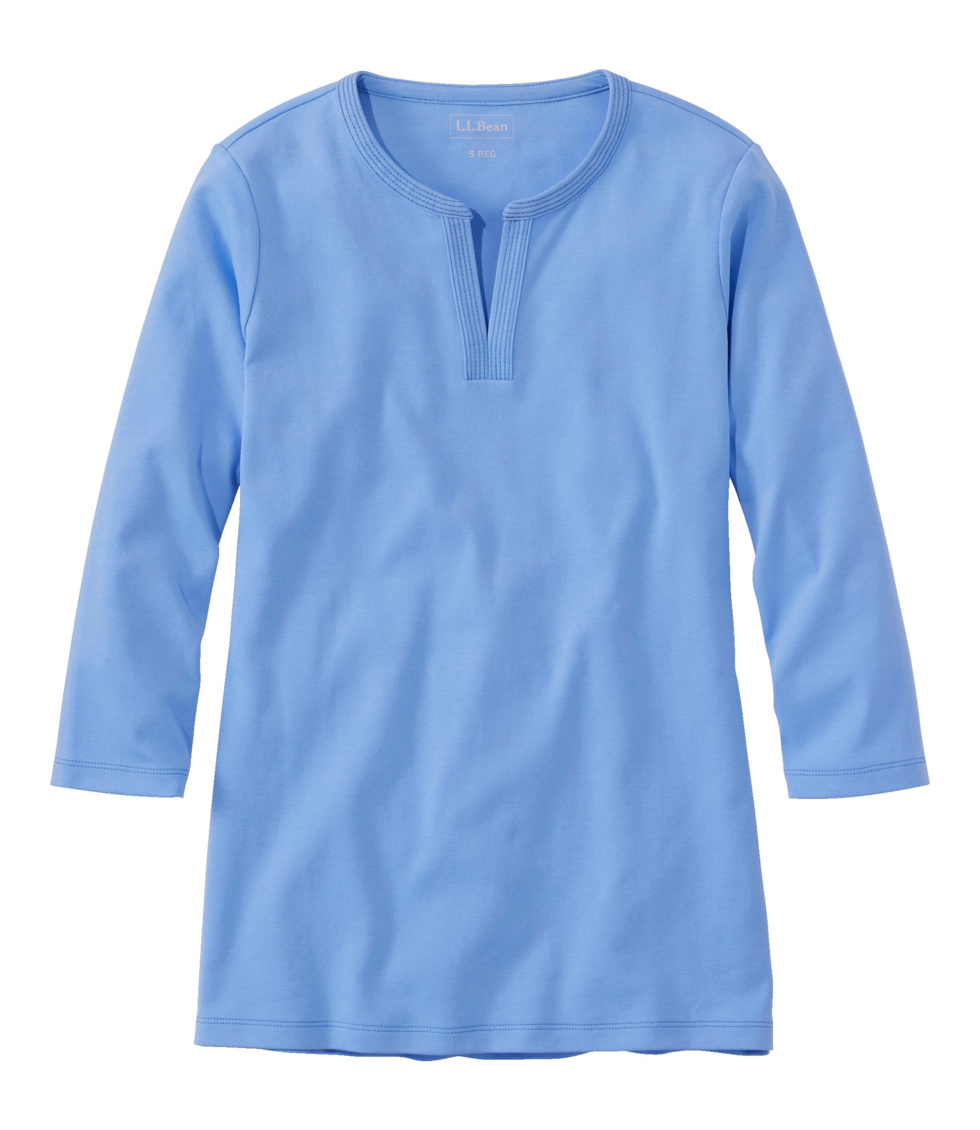 �G���E�G���E�r�[���E�e�B�A7���䑳�@�X�v���b�g�l�b�N�E�`���j�b�N�^Women's L.L.Bean Tee, Three-Quarter-Sleeve Splitneck Tunic