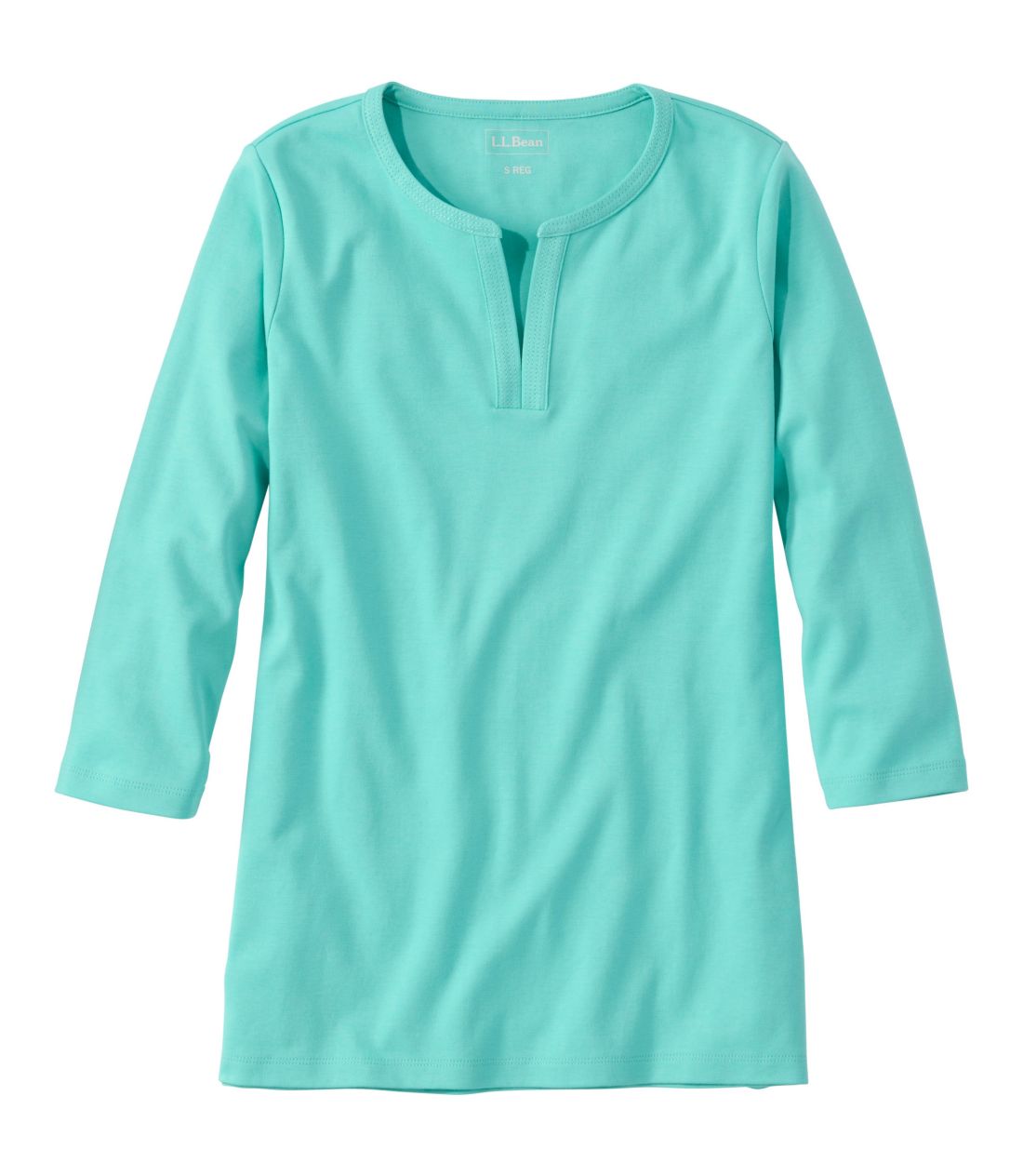 �G���E�G���E�r�[���E�e�B�A7���䑳�@�X�v���b�g�l�b�N�E�`���j�b�N�^Women's L.L.Bean Tee, Three-Quarter-Sleeve Splitneck Tunic