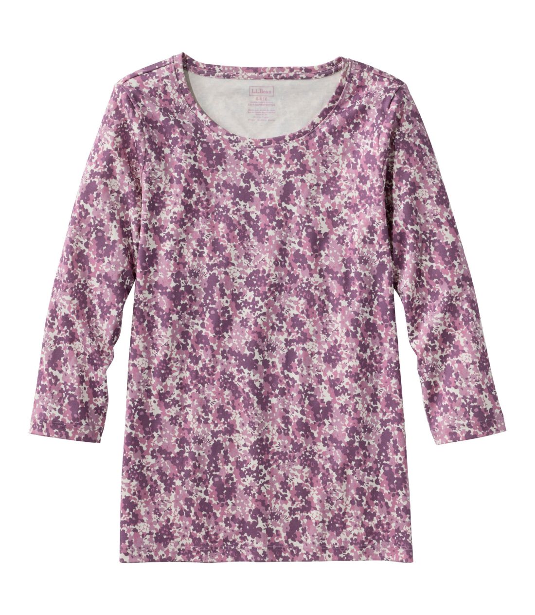 �s�}�E�R�b�g���E�V�F�C�v�E�W���G���l�b�N�E�e�B�A7���䑳�@�v�����g�^Women's Pima Cotton Shaped Jewelneck Tee, Three-Quarter-Sleeve Print