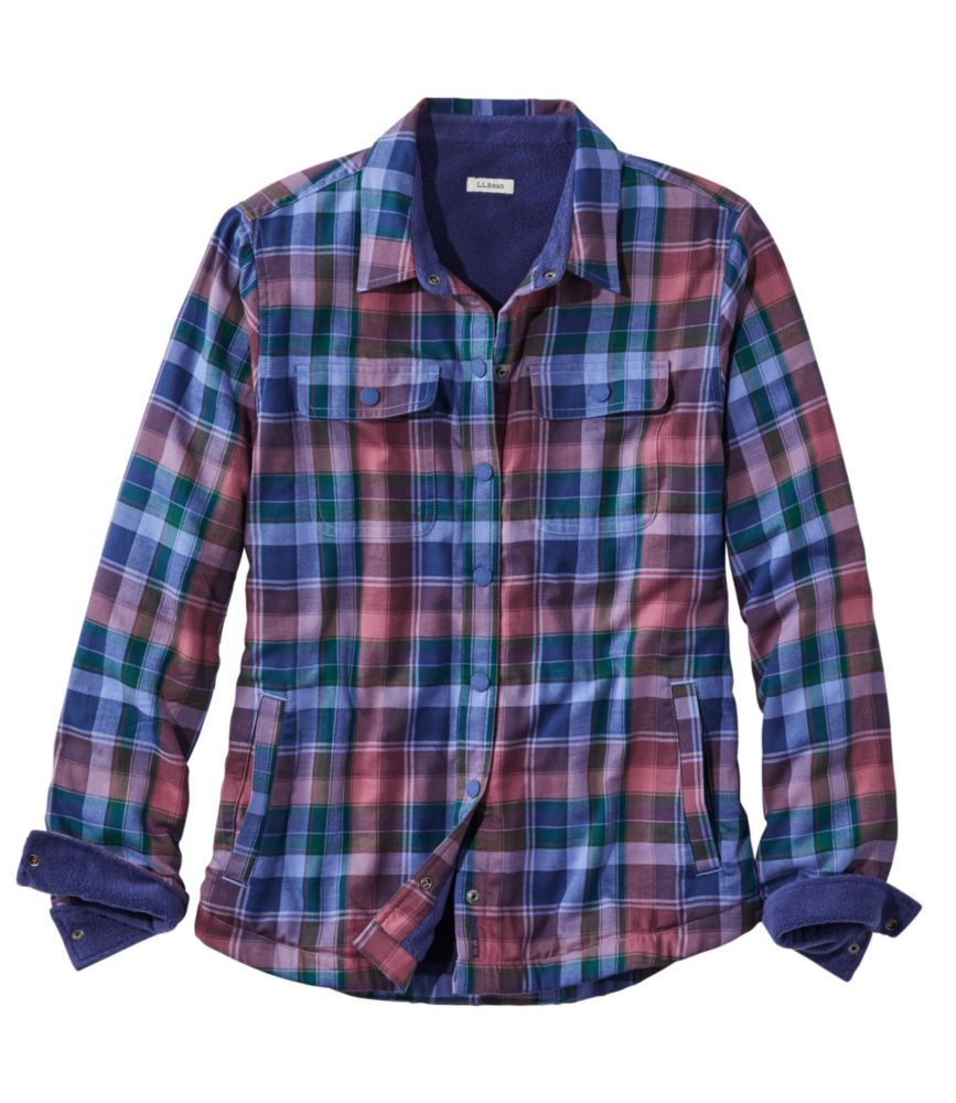 �t���[�X���C���h�E�t�����l���E�V���c�A�X�i�b�v�t�����g�@�v���b�h�^Women's Fleece-Lined Flannel Shirt, Snap-Front Plaid