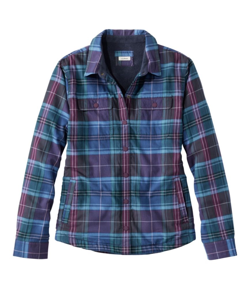 �t���[�X���C���h�E�t�����l���E�V���c�A�X�i�b�v�t�����g�@�v���b�h�^Women's Fleece-Lined Flannel Shirt, Snap-Front Plaid